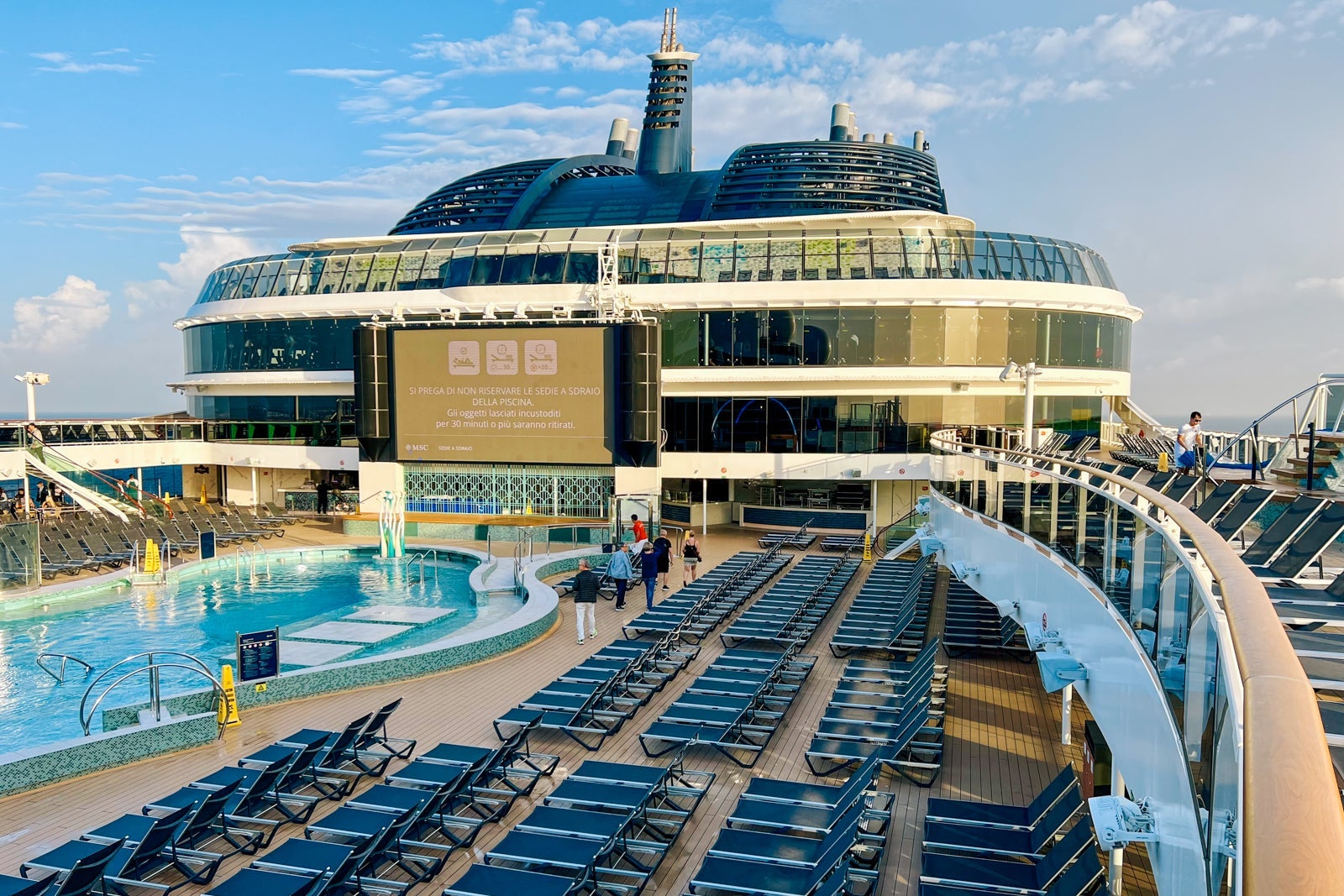 The La Plage pool area atop MSC World Europa