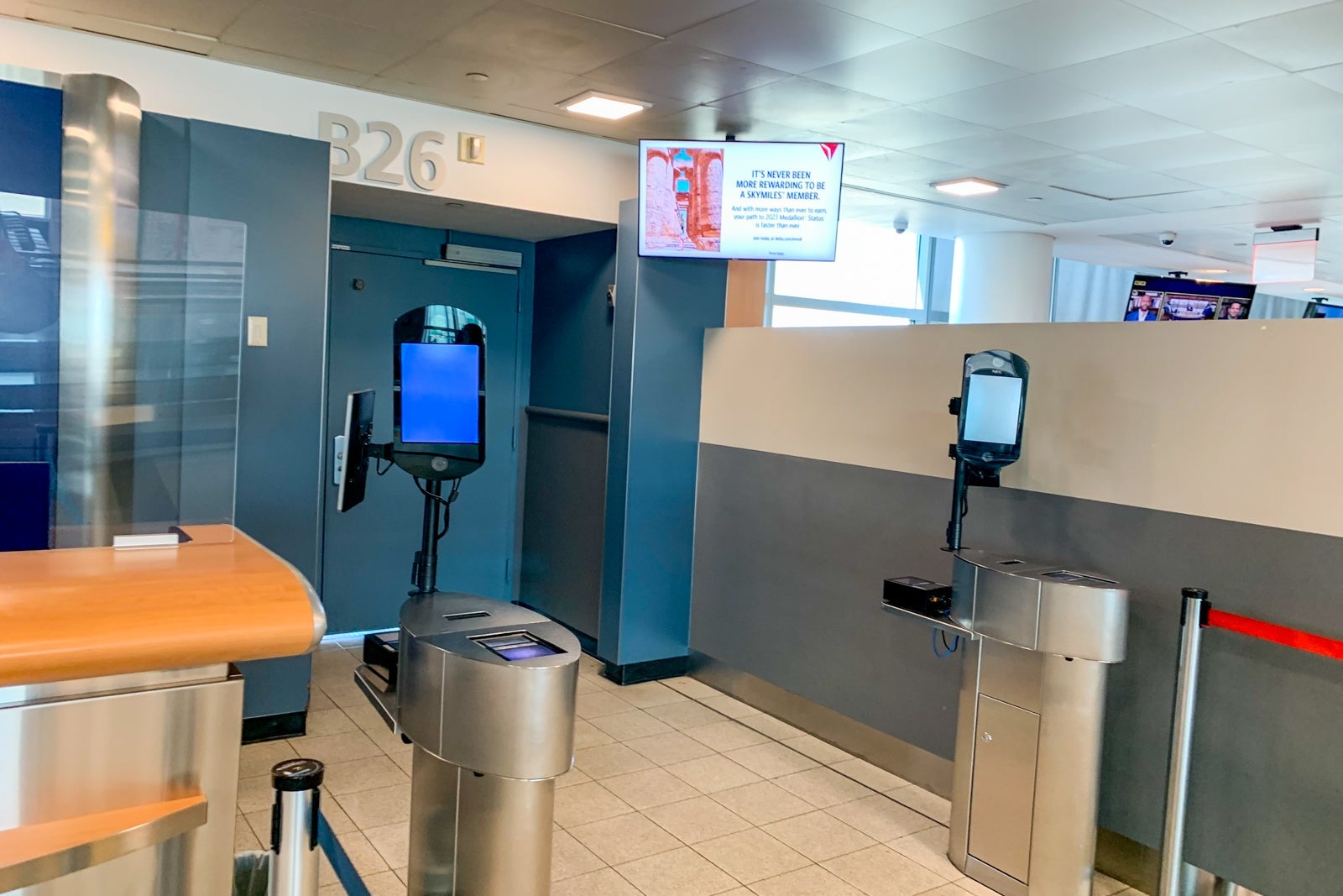 Biometric security screening area