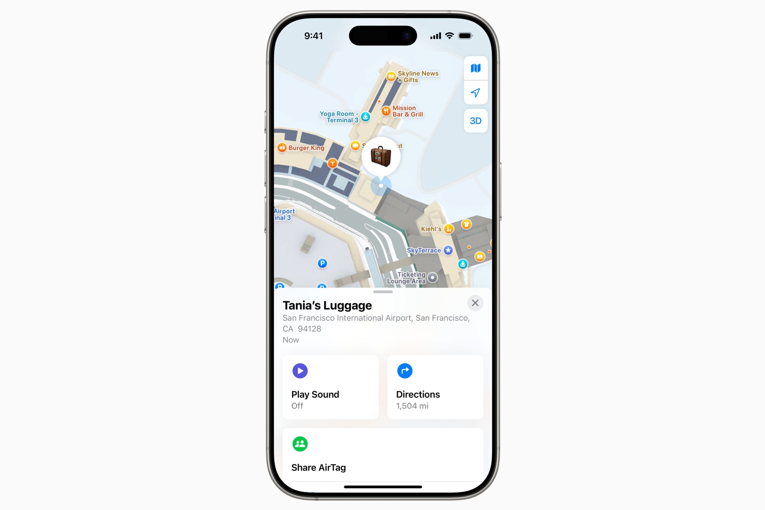 Tracking luggage with an AirTag