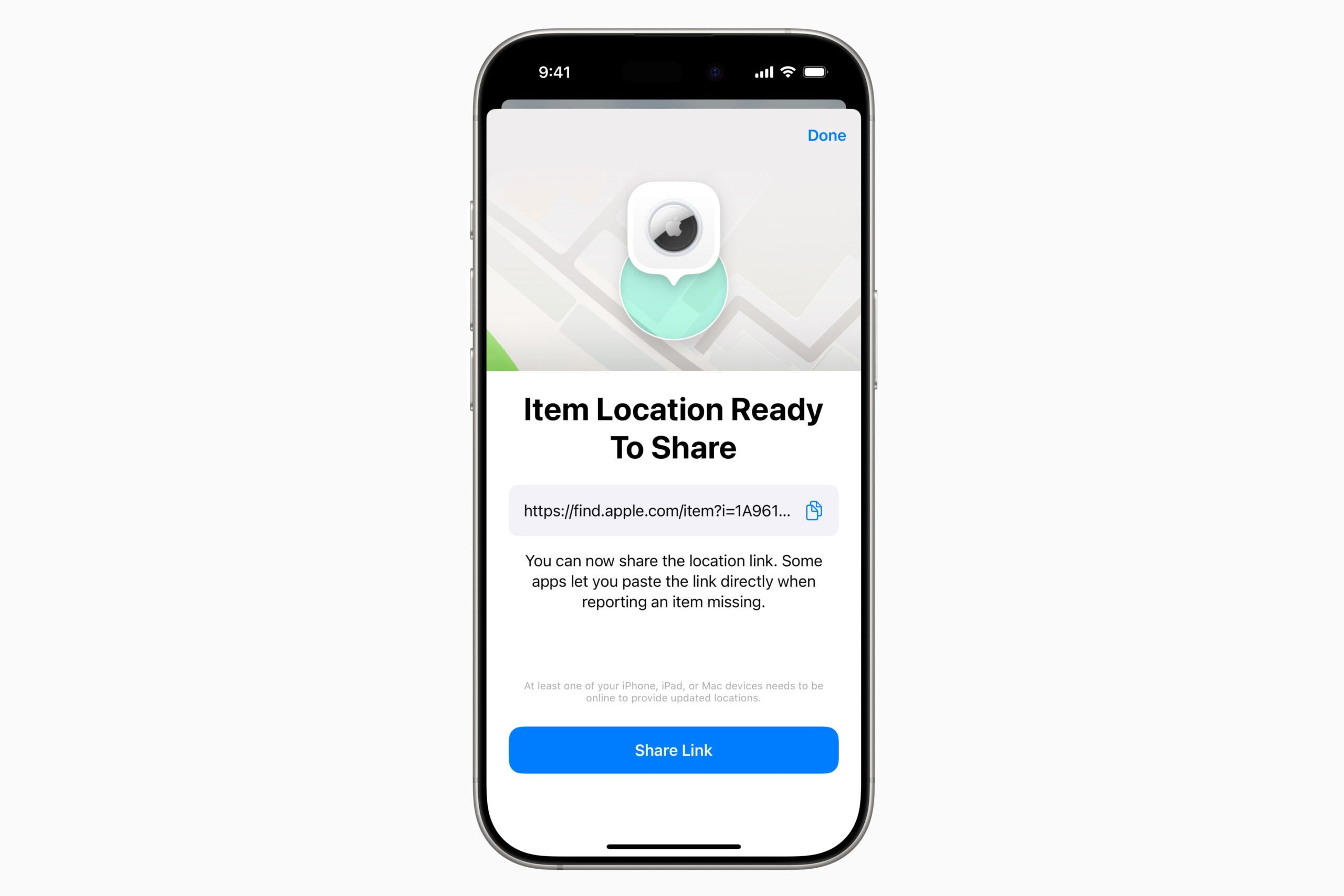 apple find my feature screenshot
