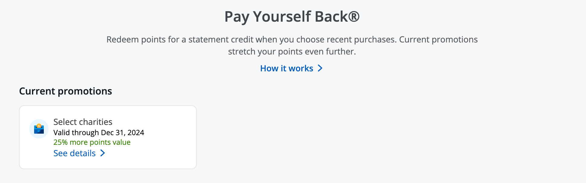 Chase Pay Yourself Back current promotions: select charities