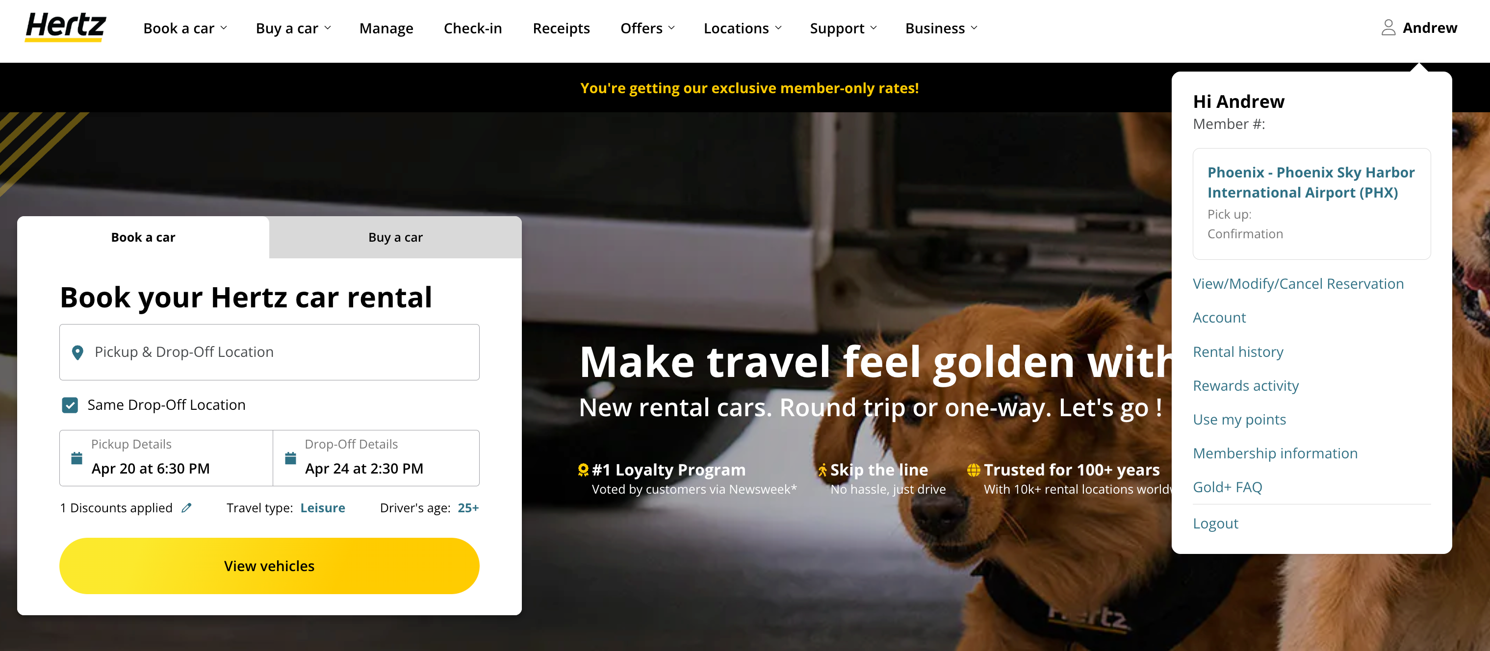 Hertz Gold+ Rewards Account