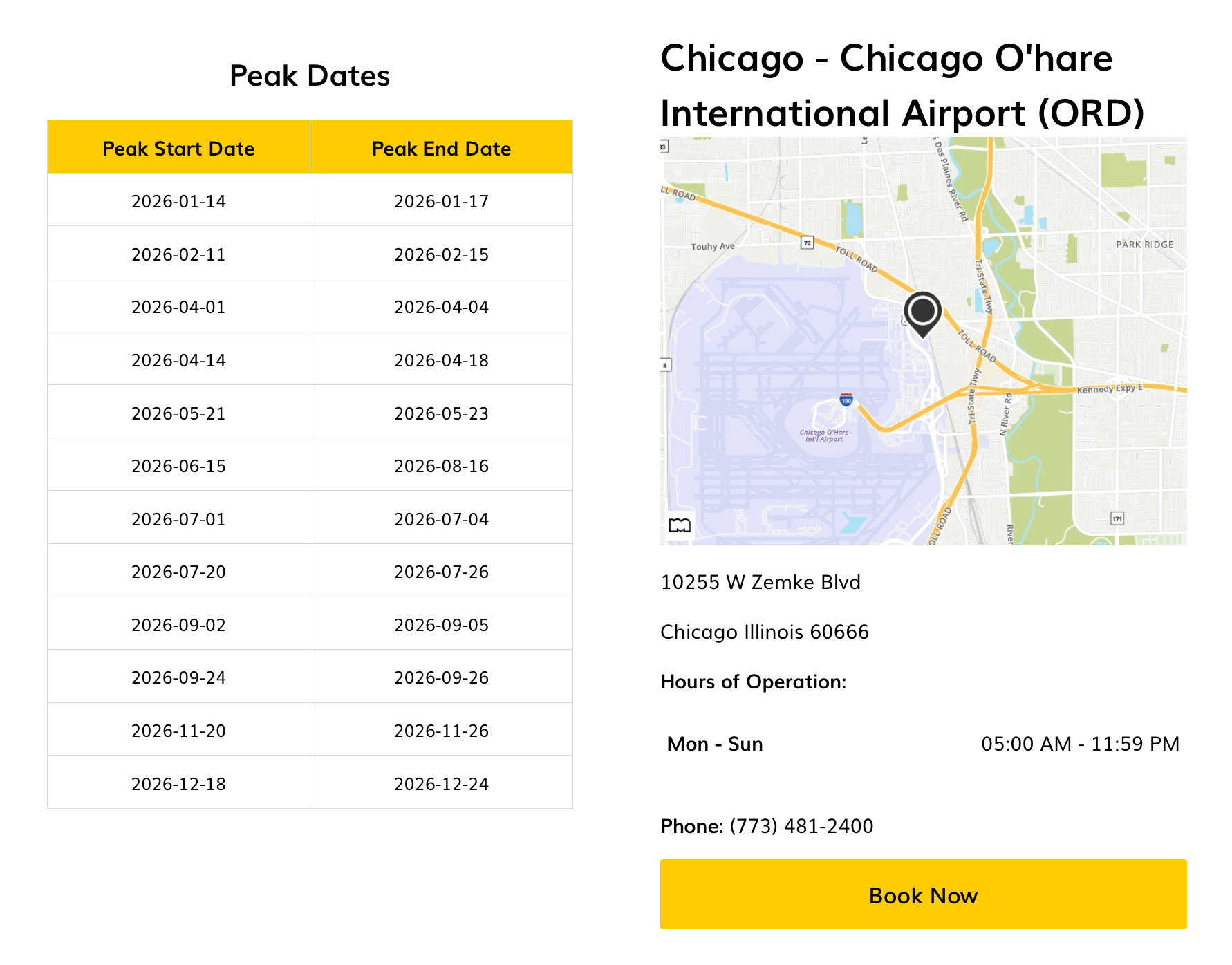 Hertz Peak Dates in Chicago