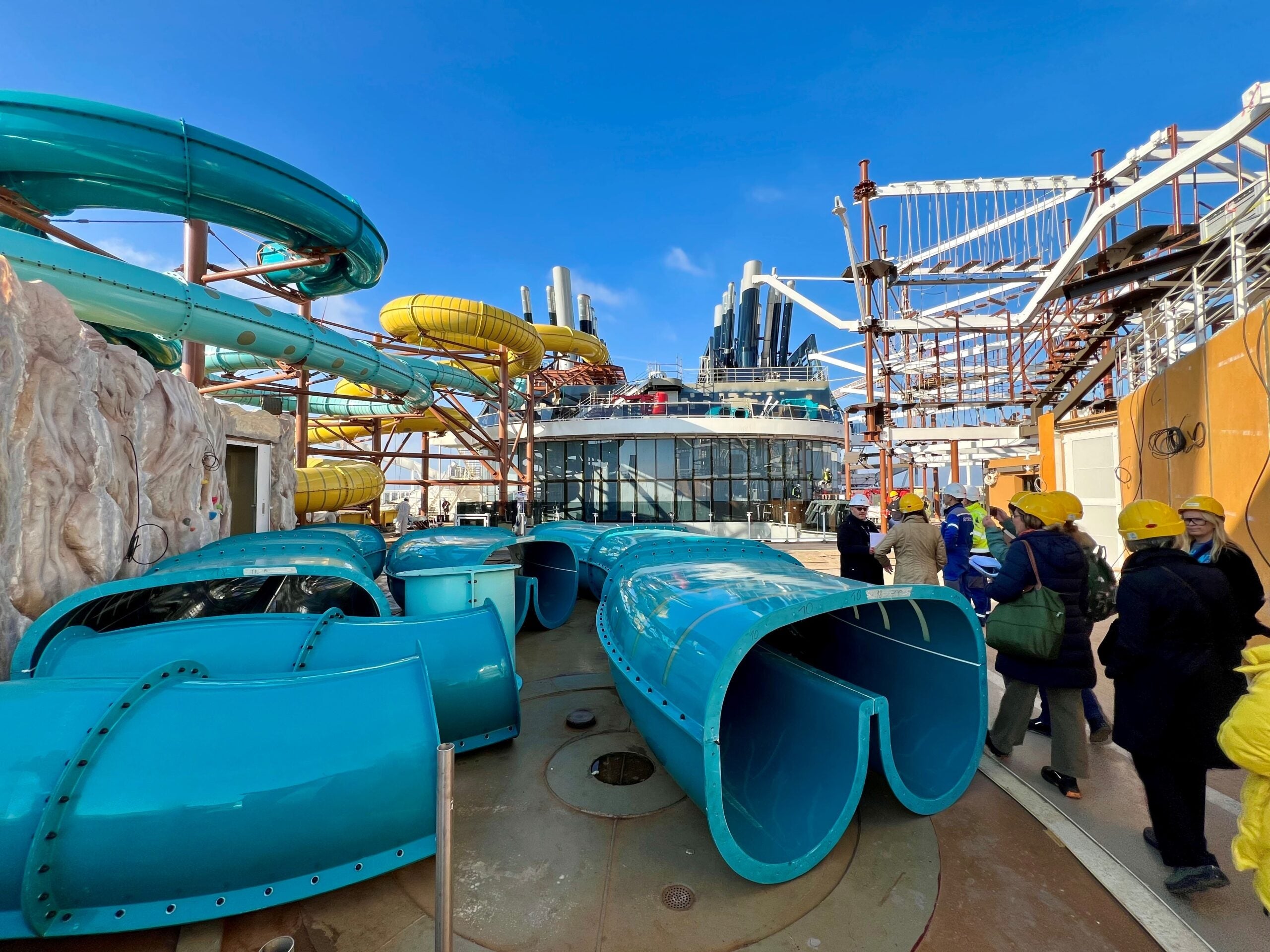 The Harbour area on MSC World America under construction.