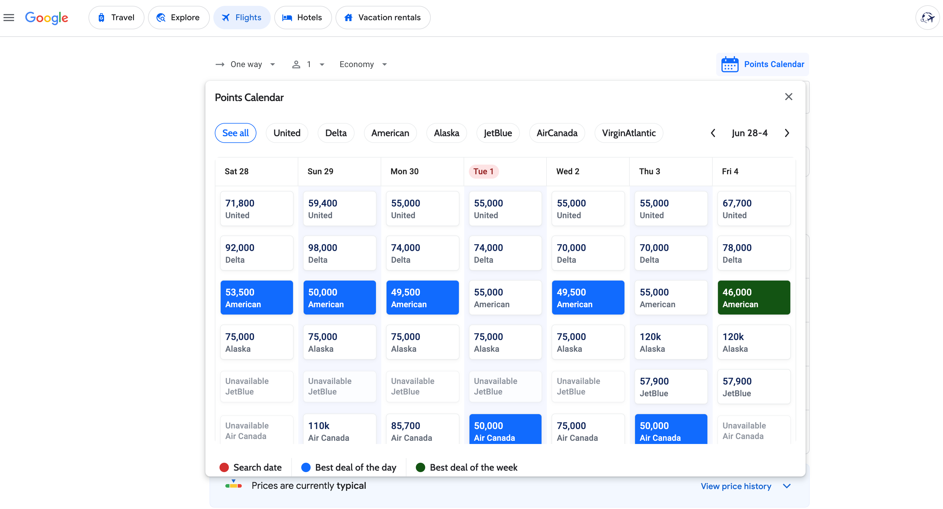 Points Path extension in Google Flights.