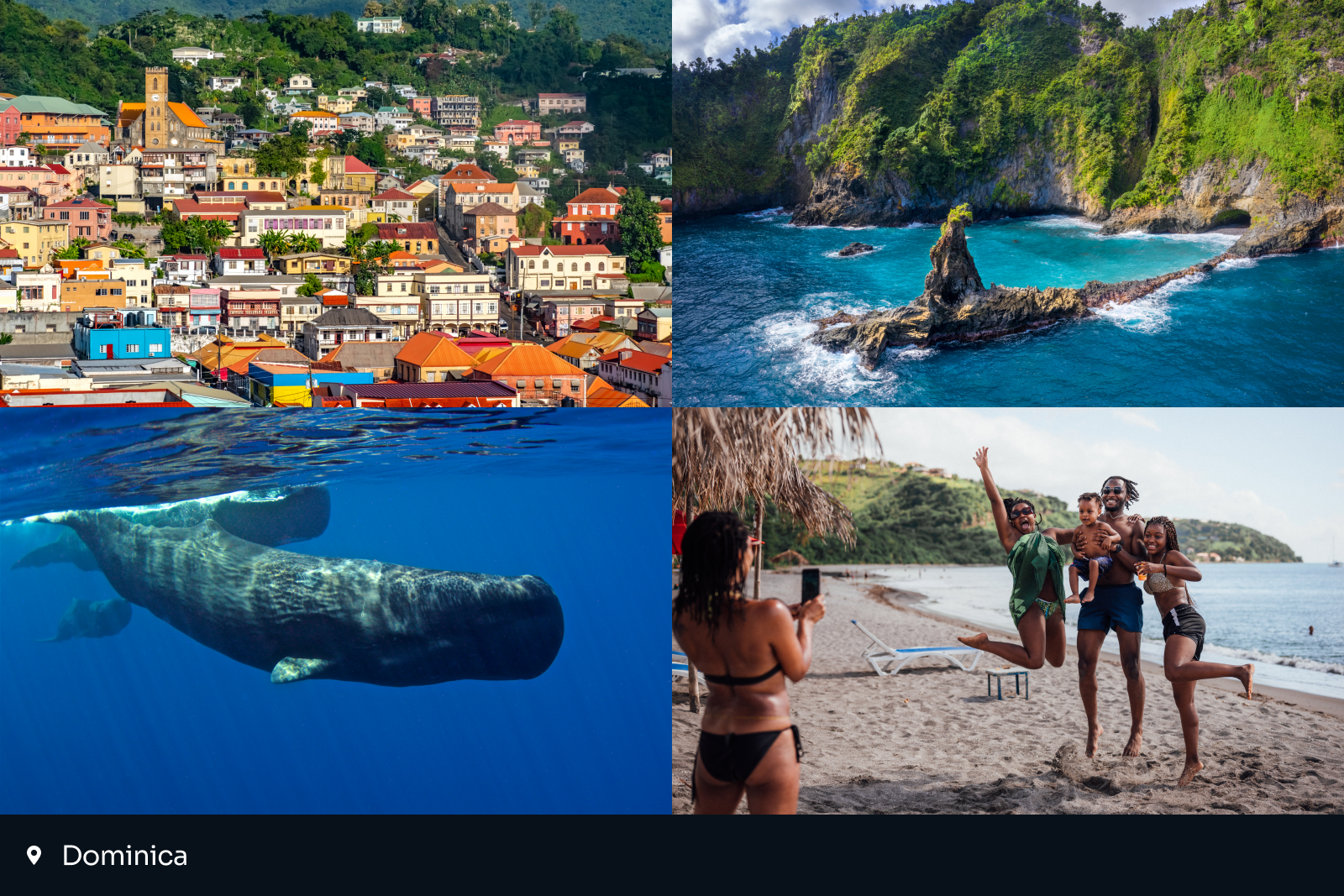 best places to travel 2025: collage of four images from Dominica
