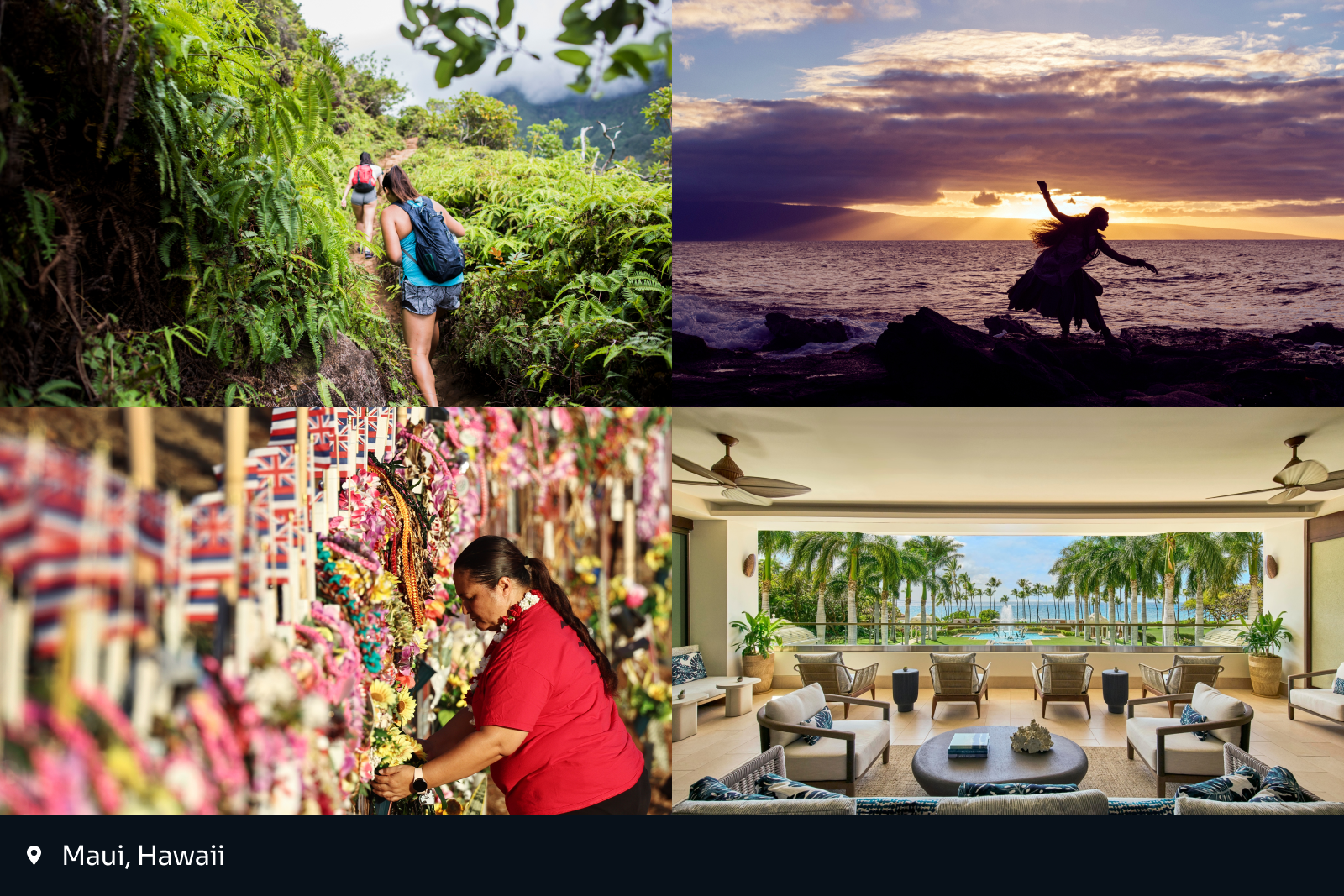 best places to travel 2025: collage of four images from Maui