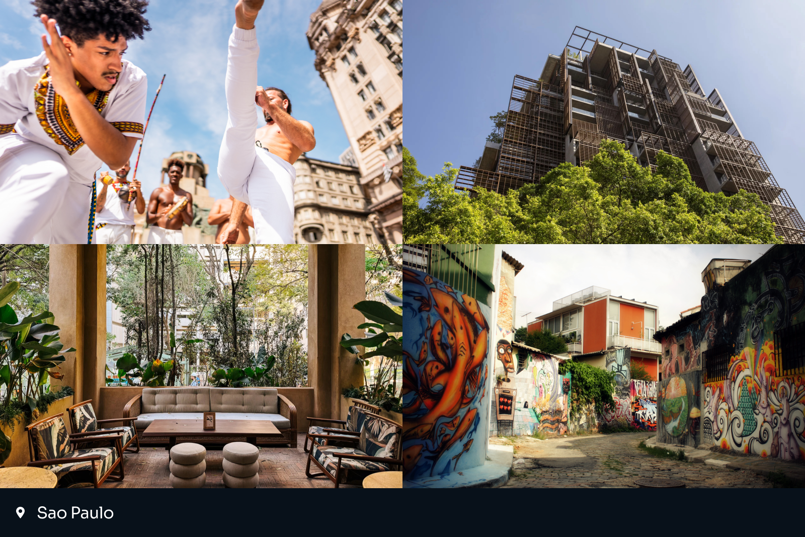 best places to travel 2025: collage of four images from Sao Paulo
