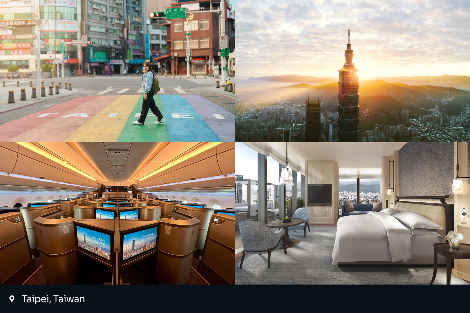 best places to travel 2025: collage of four images from Taipei