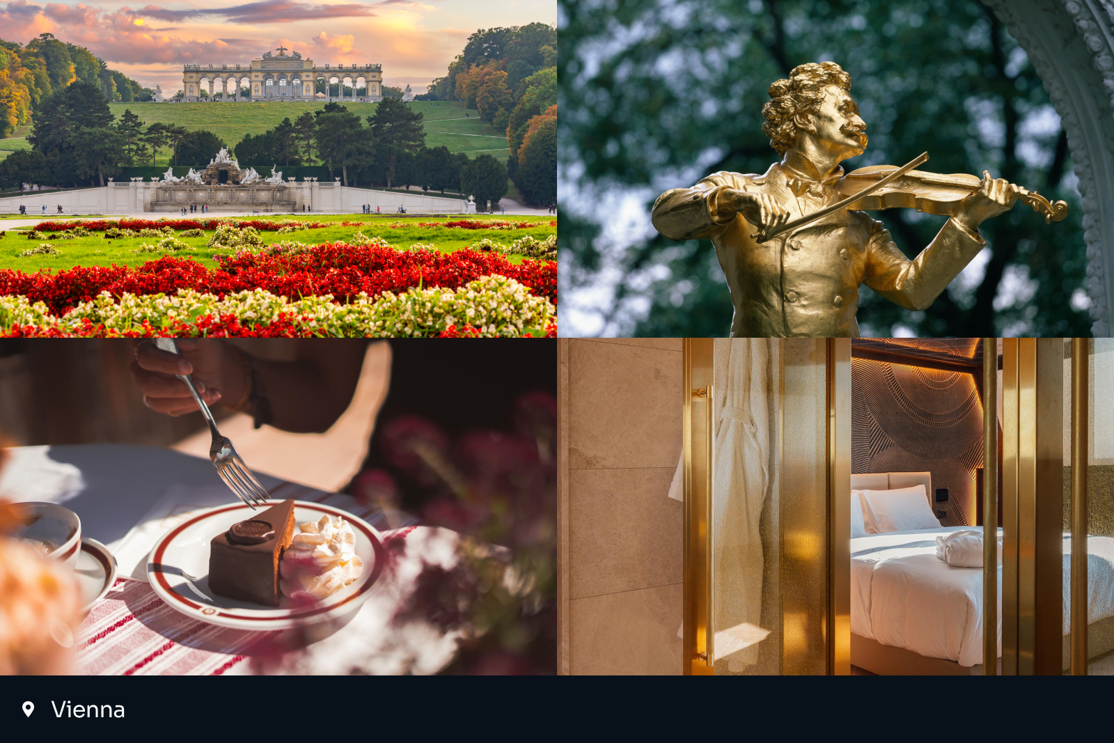 best places to travel 2025: collage of four images from Vienna