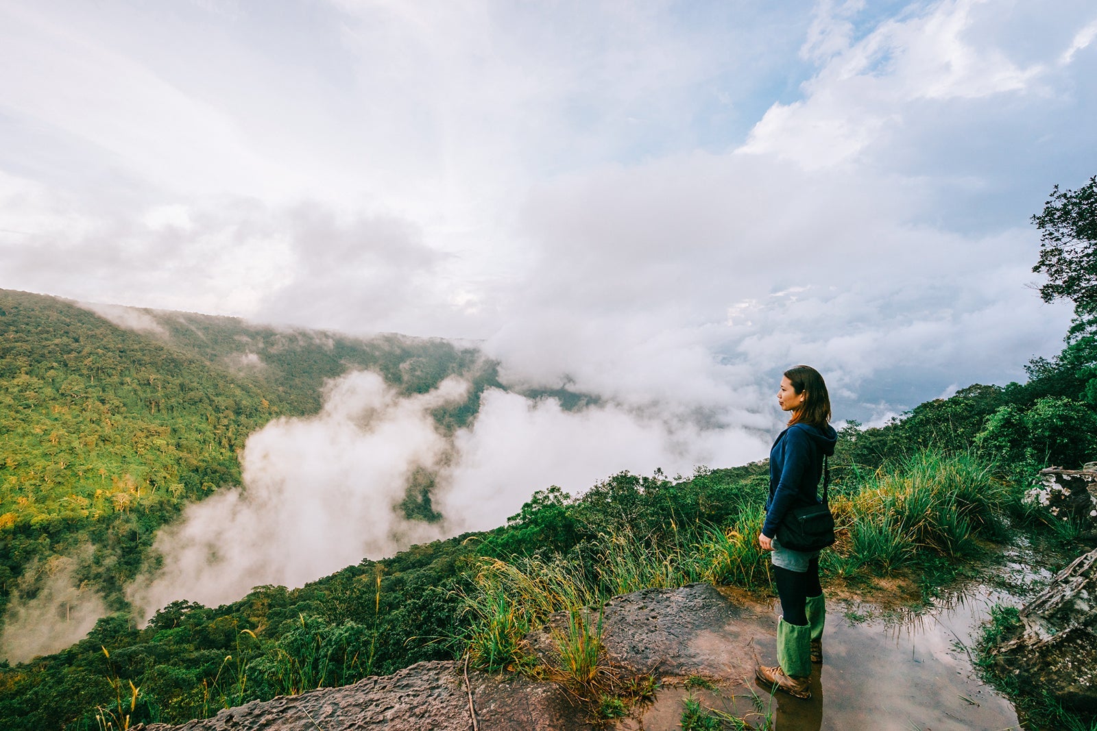 Tourist looking at view Khao Yai National Park, Thailand