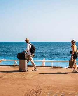 Tourists walking in Nice, France