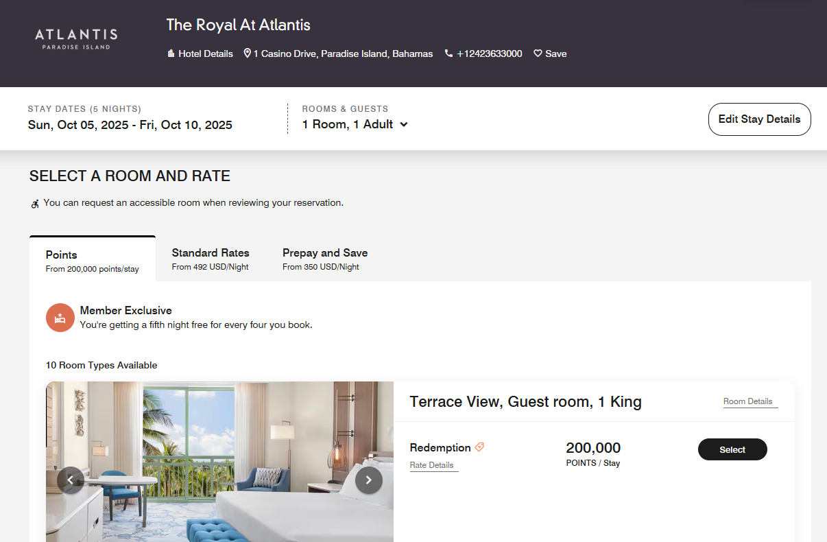 Redeeming Marriott points for a stay at The Royal at Atlantis Paradise Island