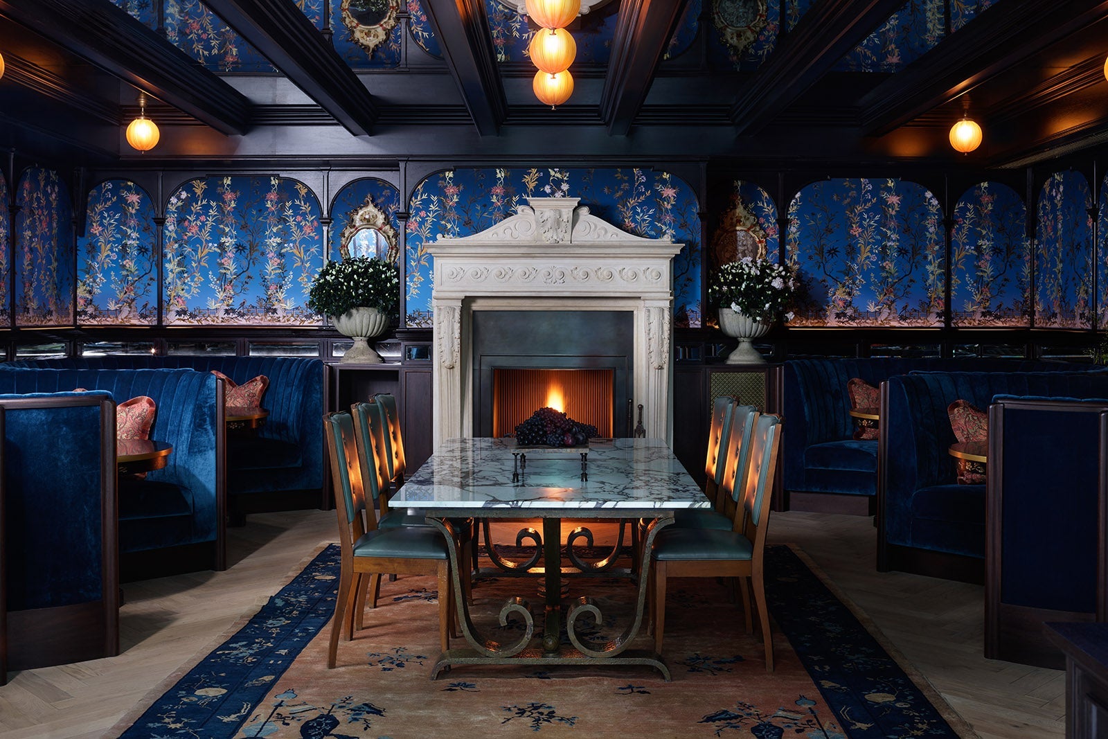 Nomad London interior fireplace