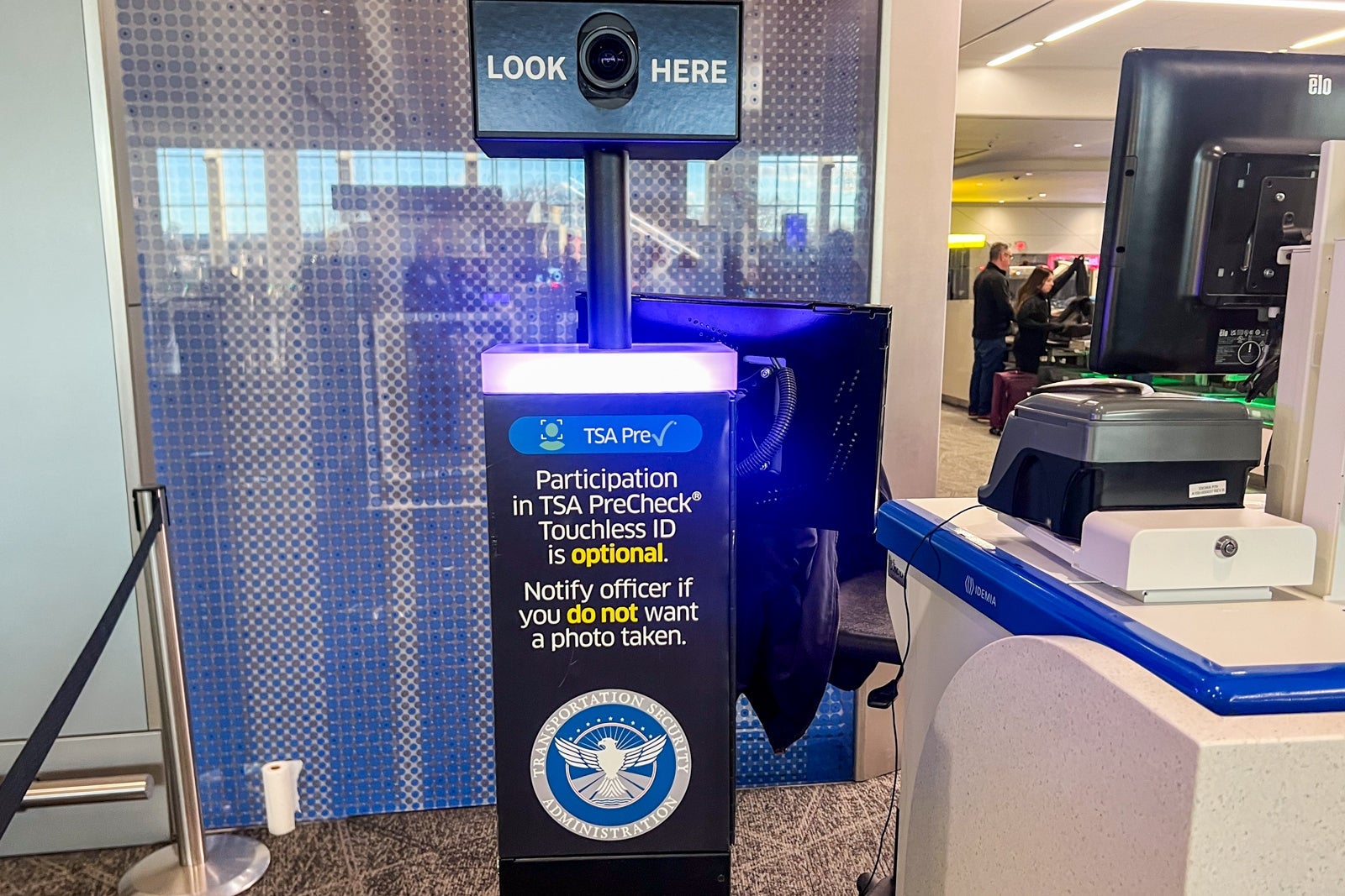 Biometric security screening area