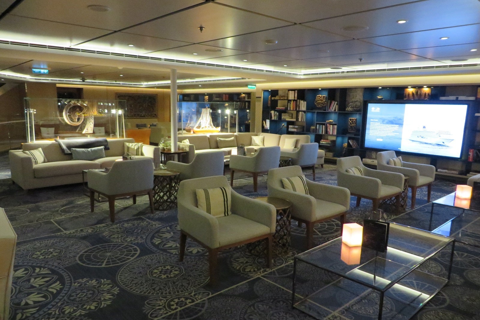 A Nordic-style lounge on a cruise ship