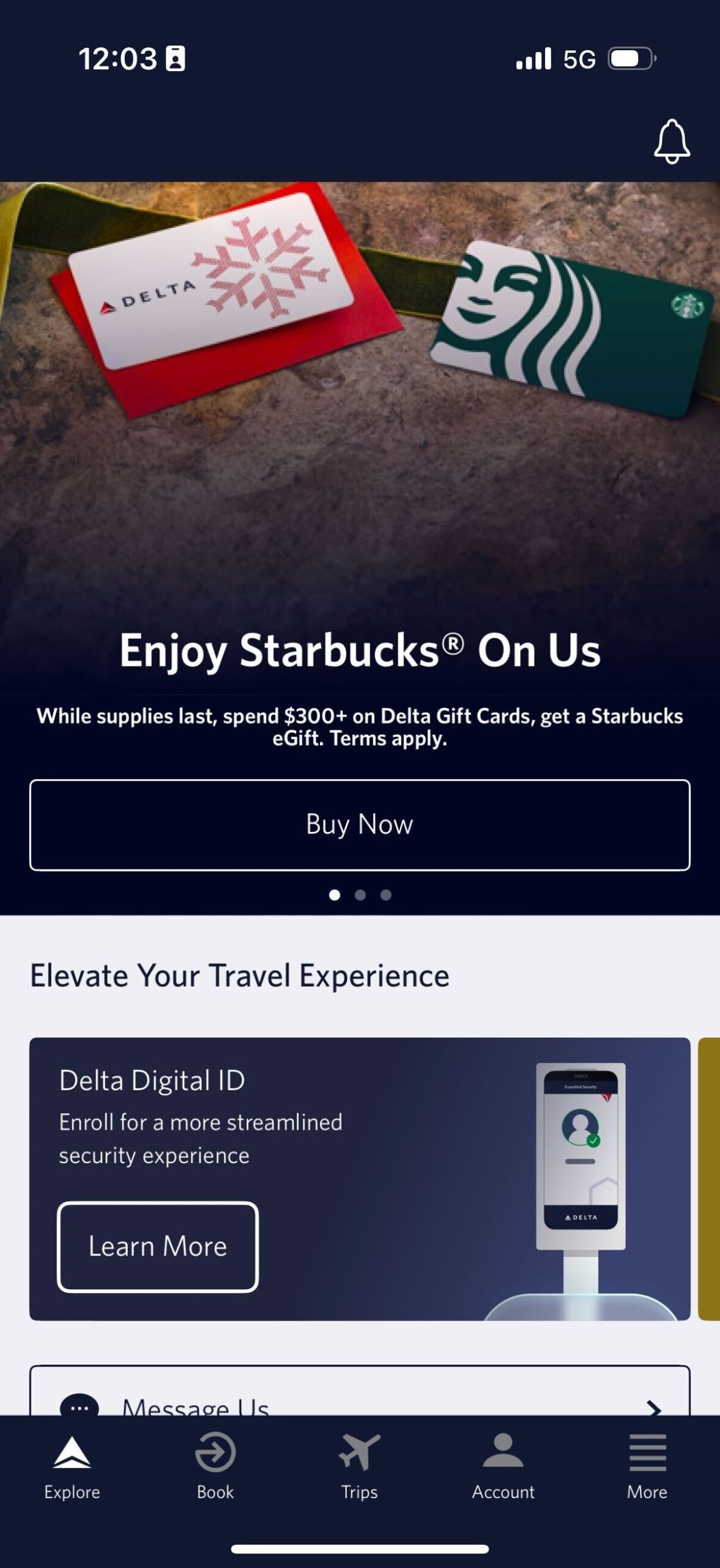 Delta Digital ID ad in the Delta app. DELTA