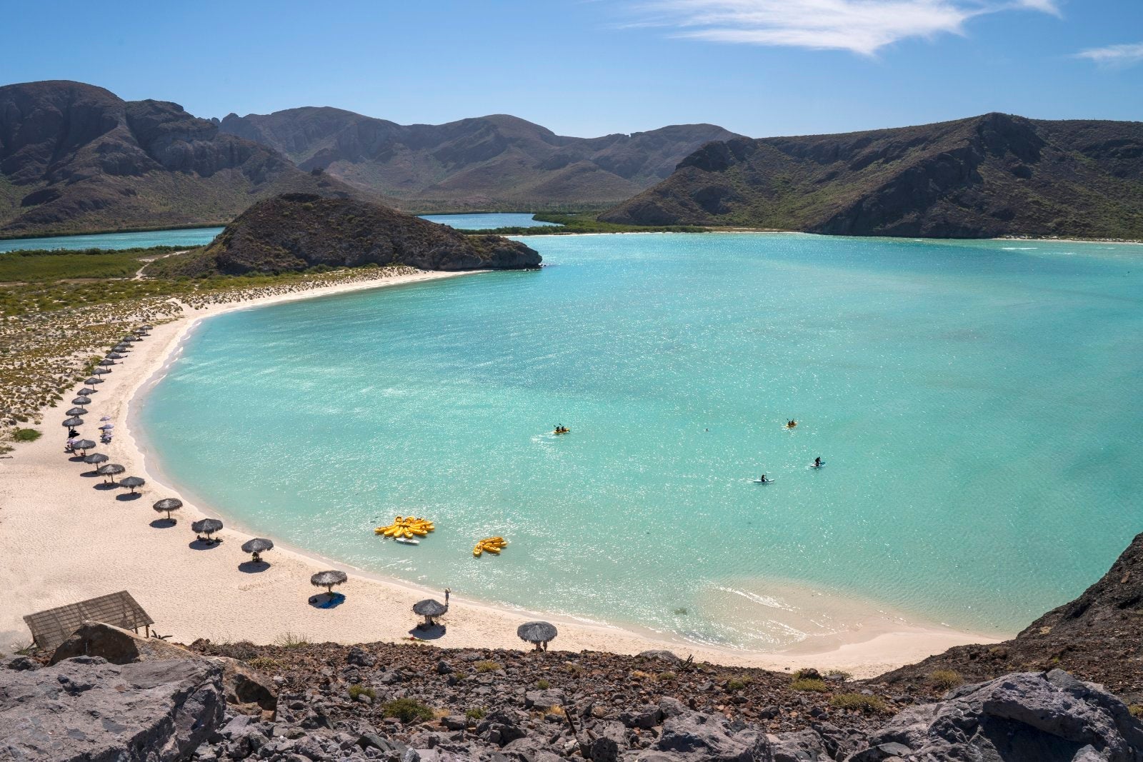 Balandra Bay (Bahia Balandra) just north of La Paz is one of the most beautiful coastal areas in Mexico. The bay is on the Sea of Cortez side of Baja California Sur.