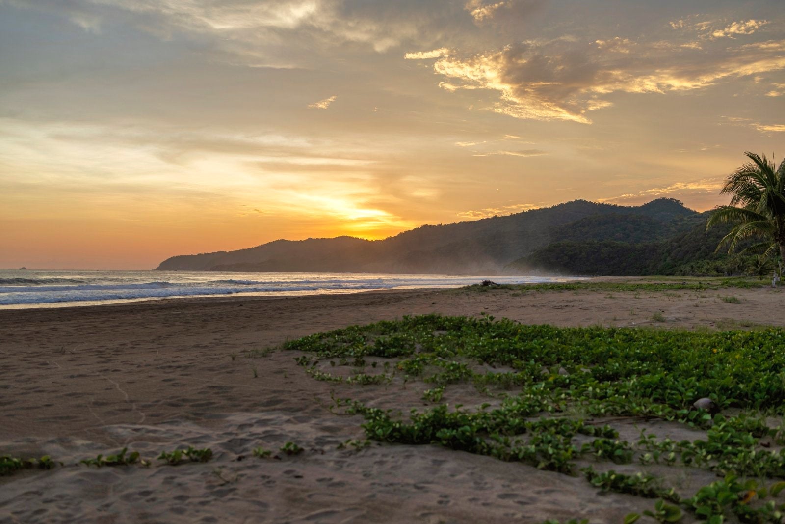 Beautiful golden hour at the beach at Playa Blanca, Ixtapa, Zihuatanejo, Mexico.