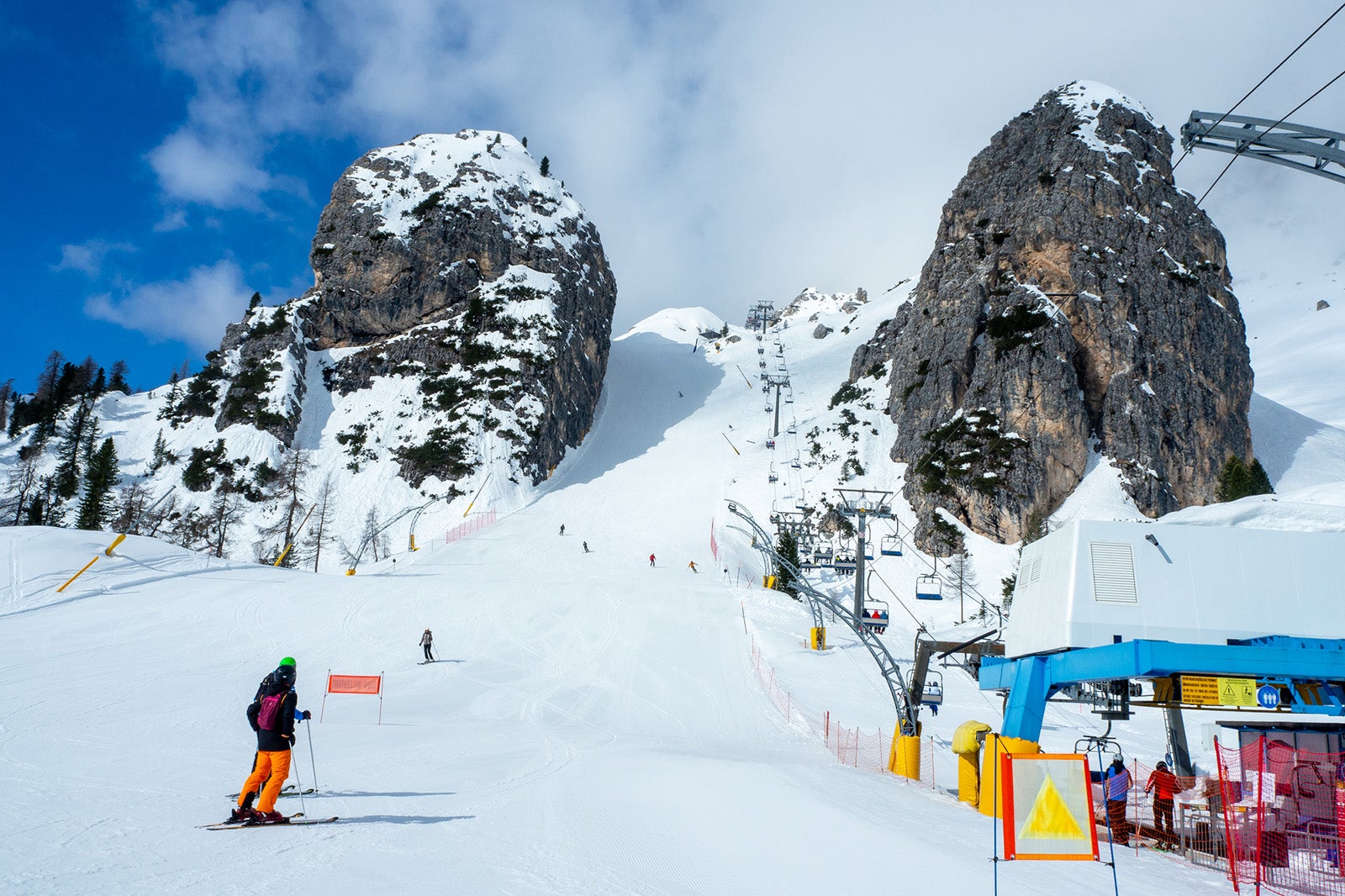 Olympic downhill ski run Olimpia 1 in Cortina dAmpezzo in Dolomites, Italy.