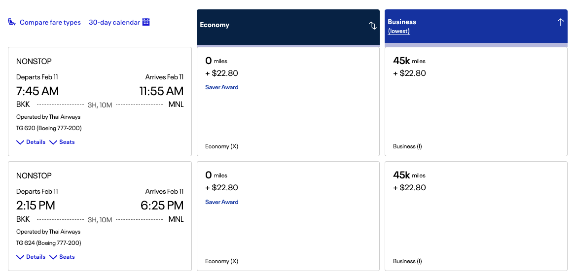United Excursionist perk from Bangkok to Manila