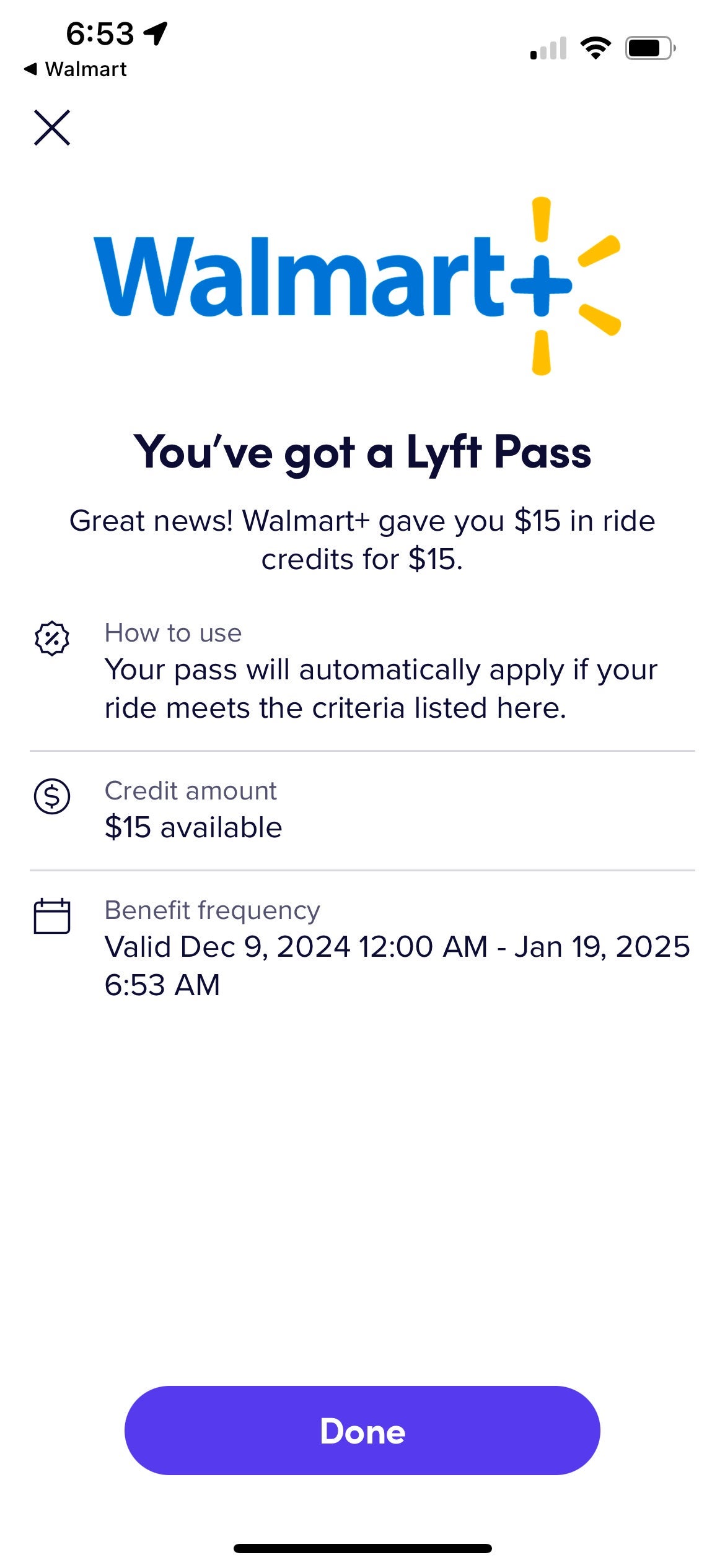 Walmart Lyft pass. WALMART
