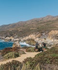 People on a costal hiking trail near Big Sure, outside of Monterey California