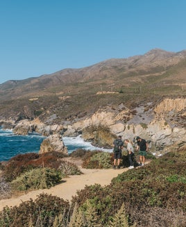 People on a costal hiking trail near Big Sure, outside of Monterey California