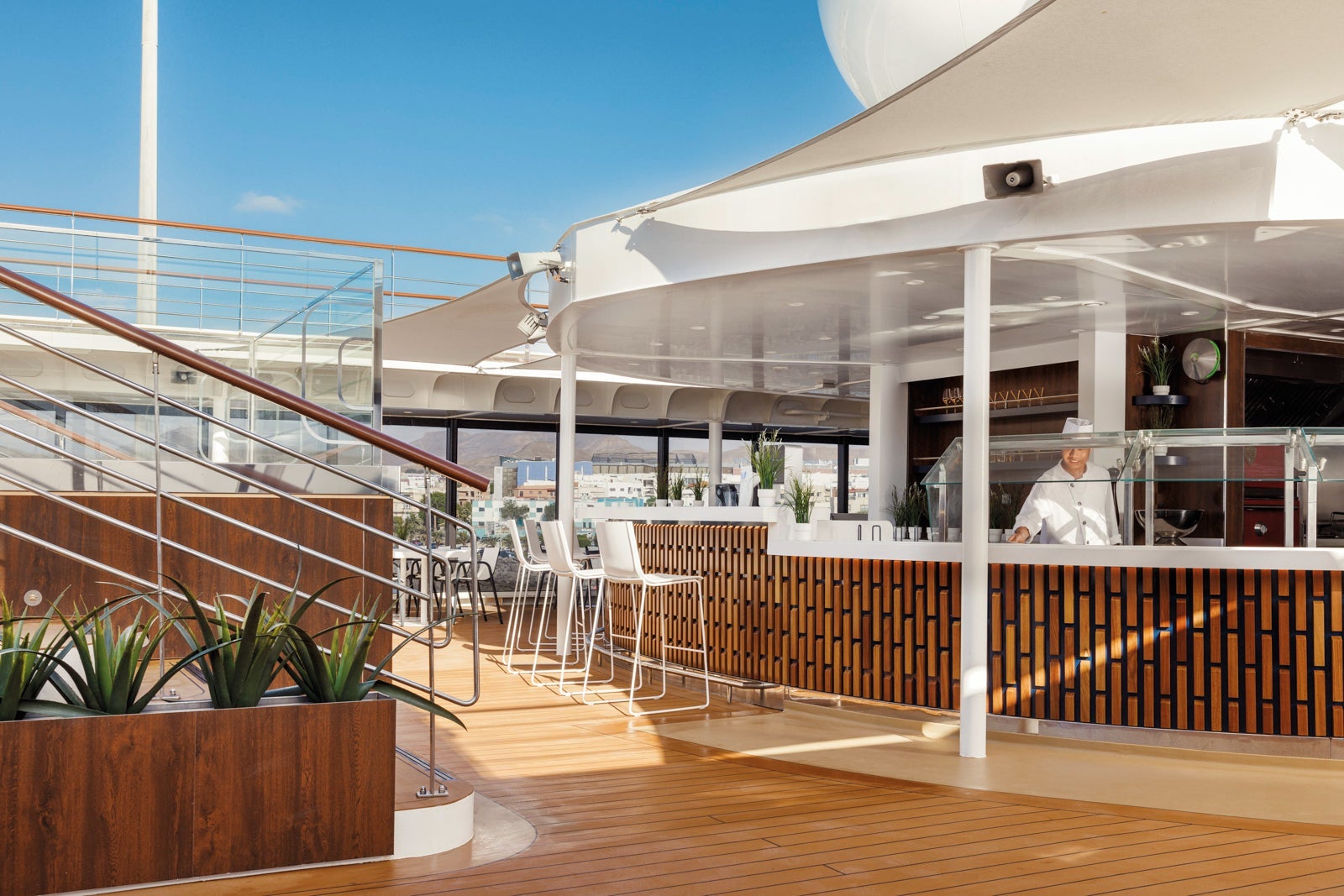 Grill area on cruise ship deck