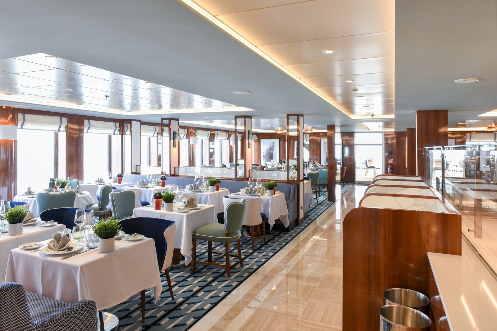 Small cruise ship main dining room