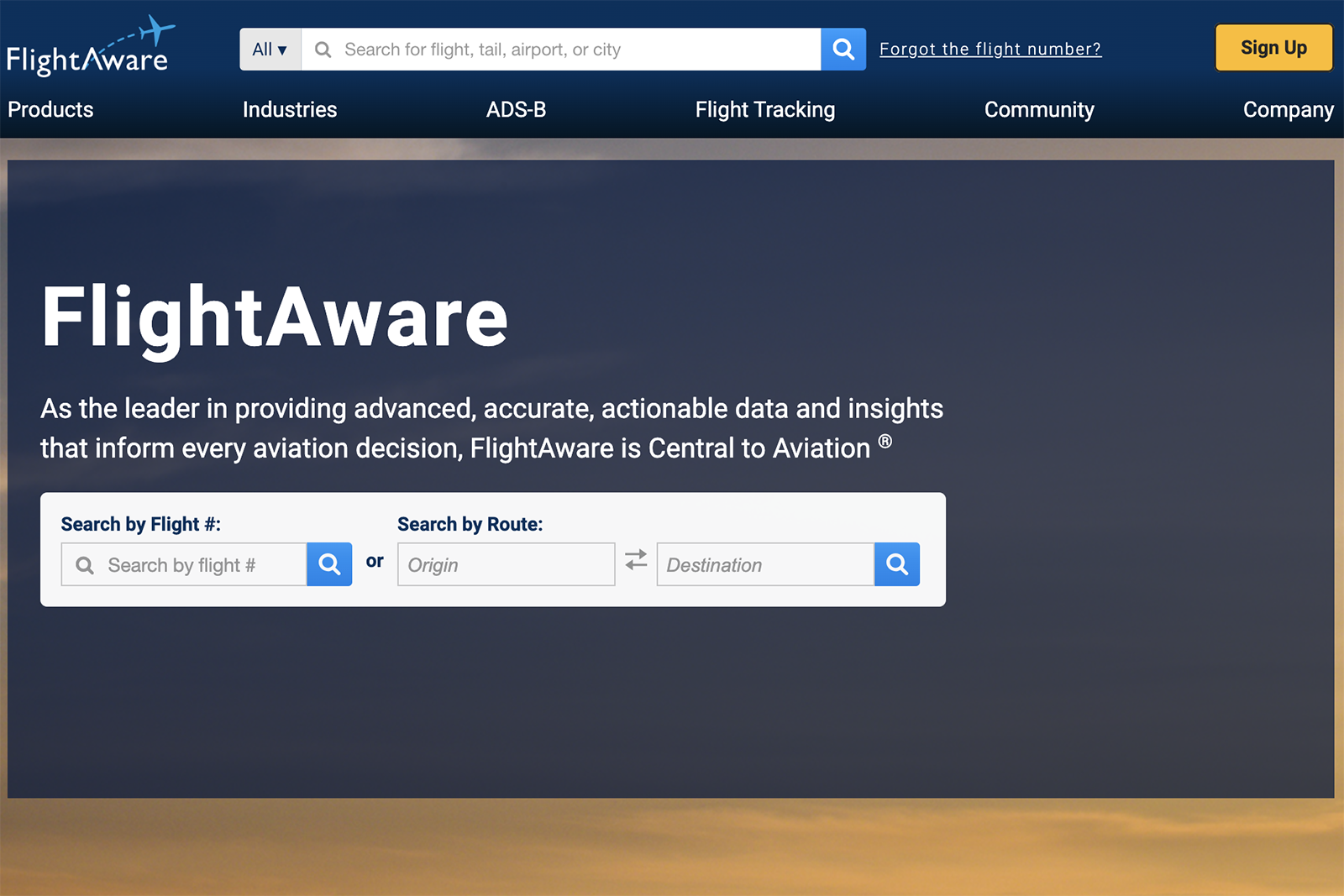 flight aware home page