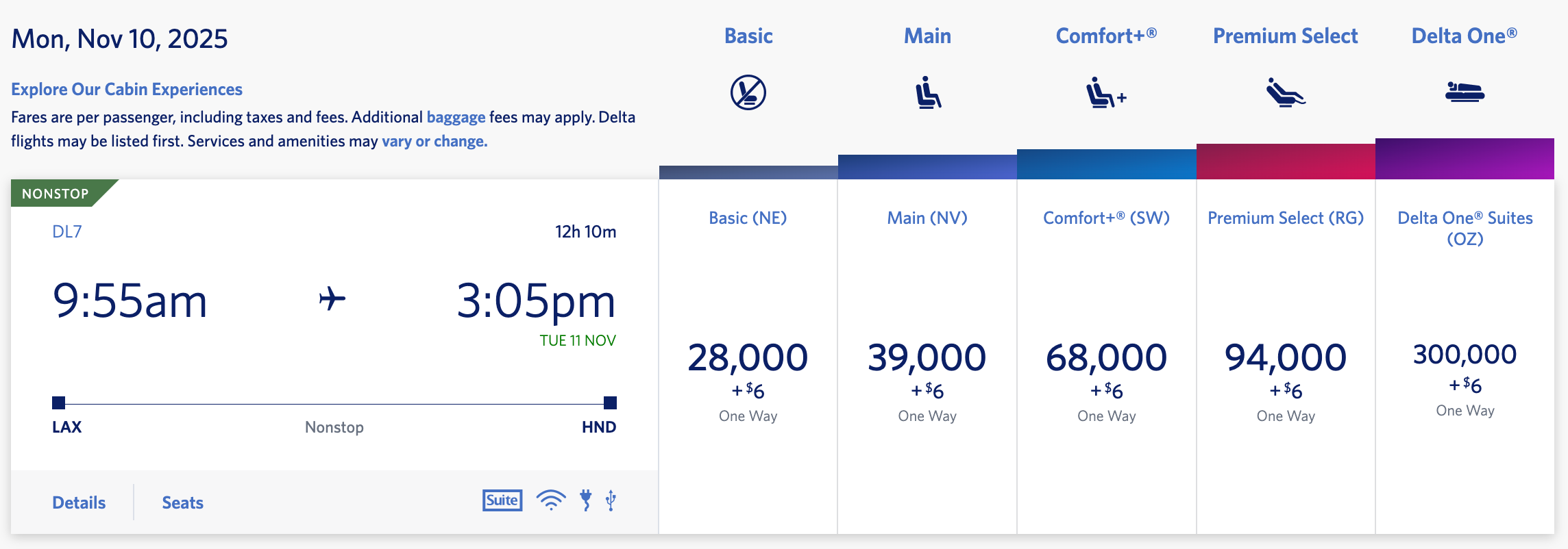 Flight Options LAX to HND