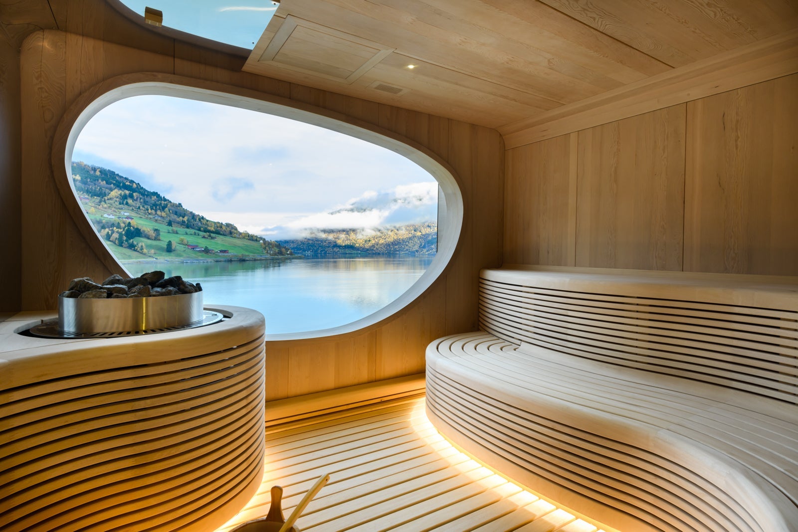 The view from the sauna on Ponant's Le Champlain, an Explorer-class ship