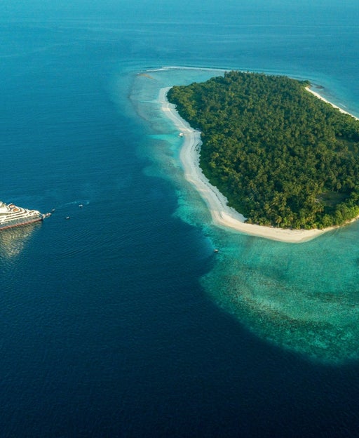 Ponant's Le Laparouse sailing in the Maldives