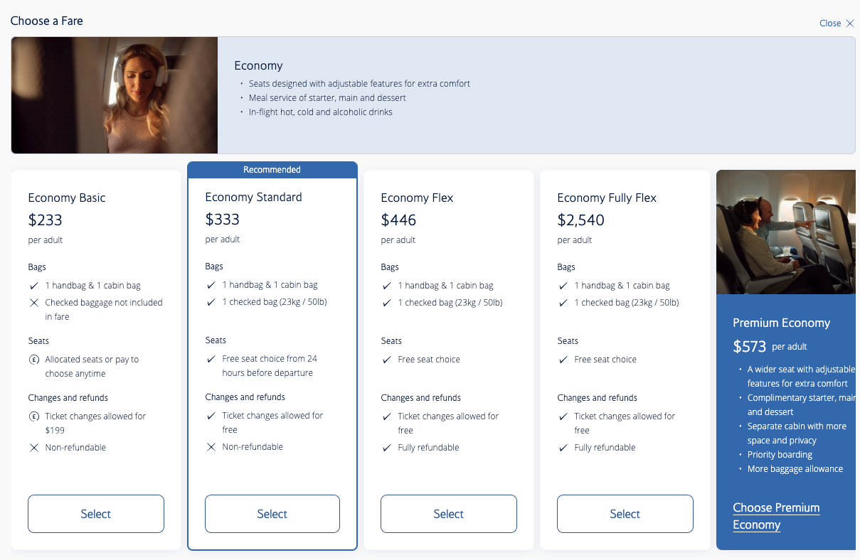british airways website screenshot