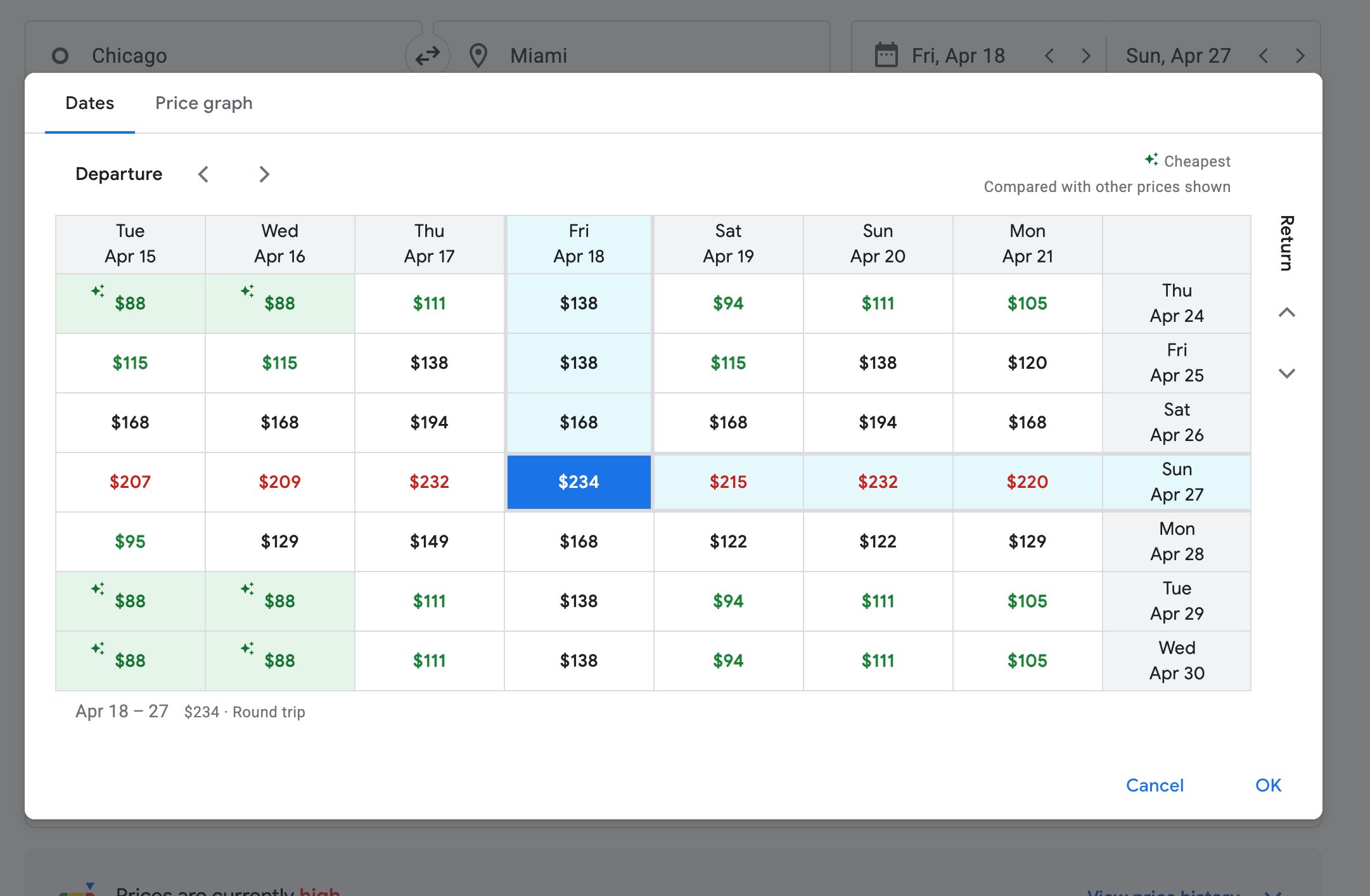 Search for trip to Miami in April. GOOGLE FLIGHTS
