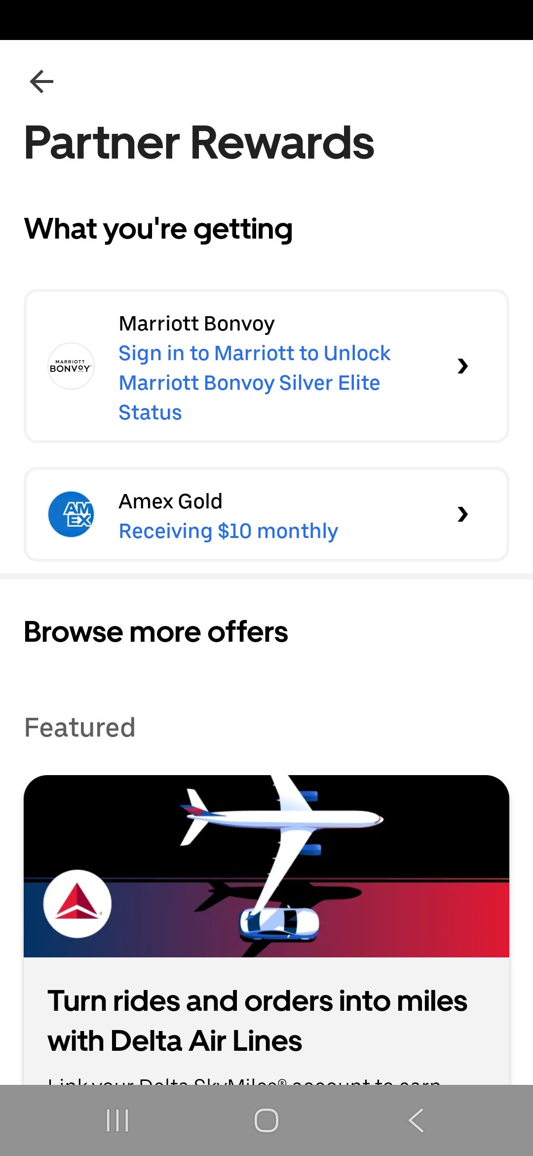 Uber partner rewards in app