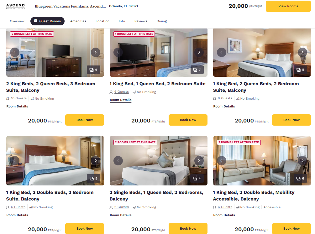 Choice award options for Orlando Bluegreen Vacations