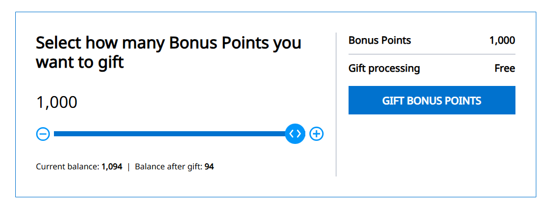Process to gift Hyatt points to another member