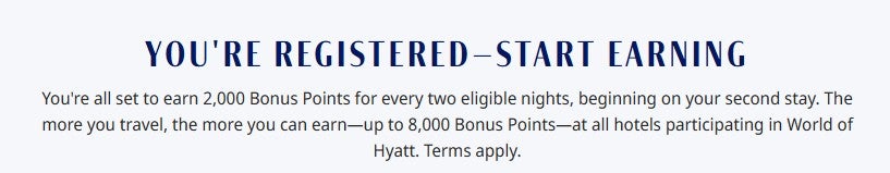 Hyatt promotion to earn 2,000 bonus points per two nights, starting on your second stay