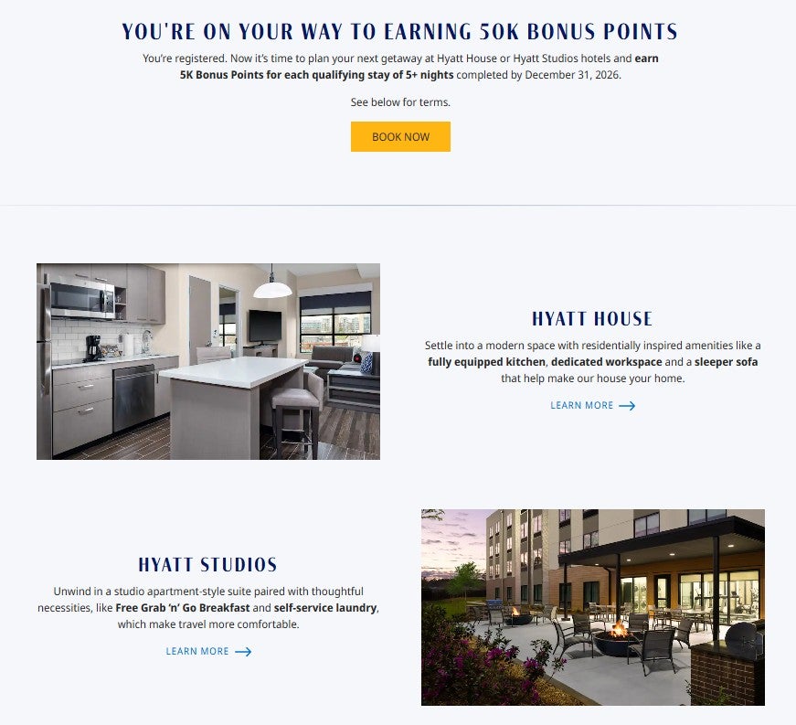 Hyatt promotion for Hyatt House and Hyatt Studios stays