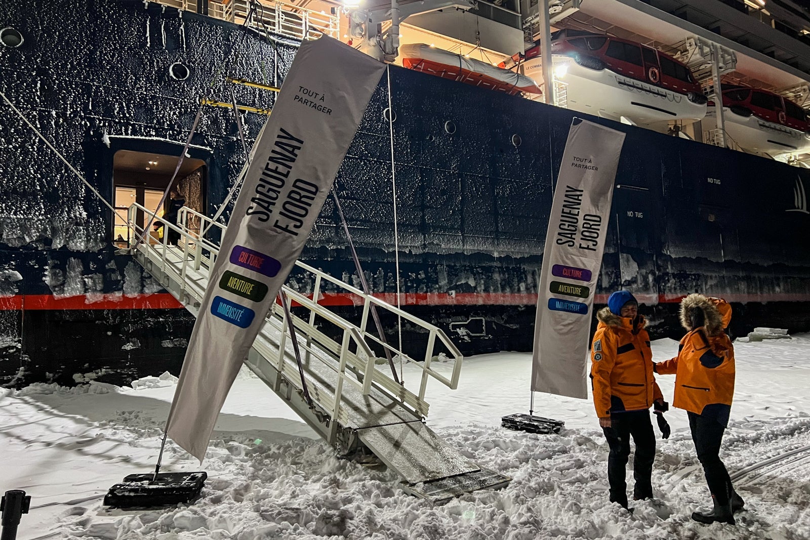 Ponant's Le Commandant Charcot arrives at La Baie on the Saguenay Fjord
