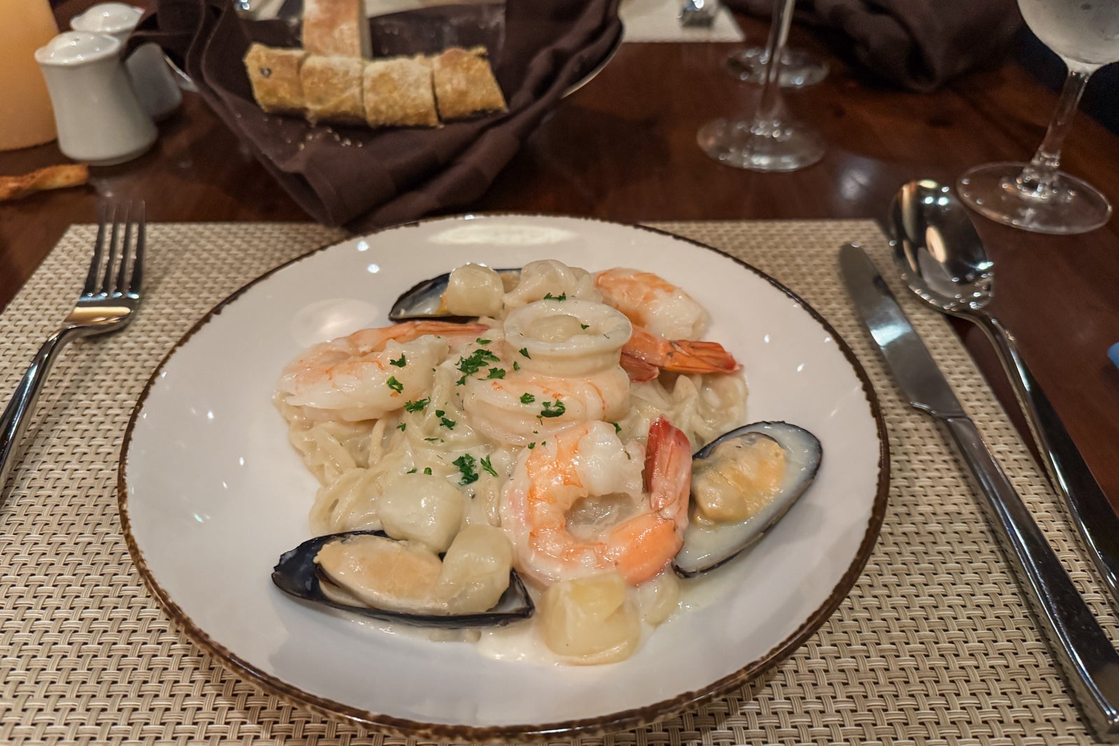 Seafood linguini Giovanni's Voyager of the Seas