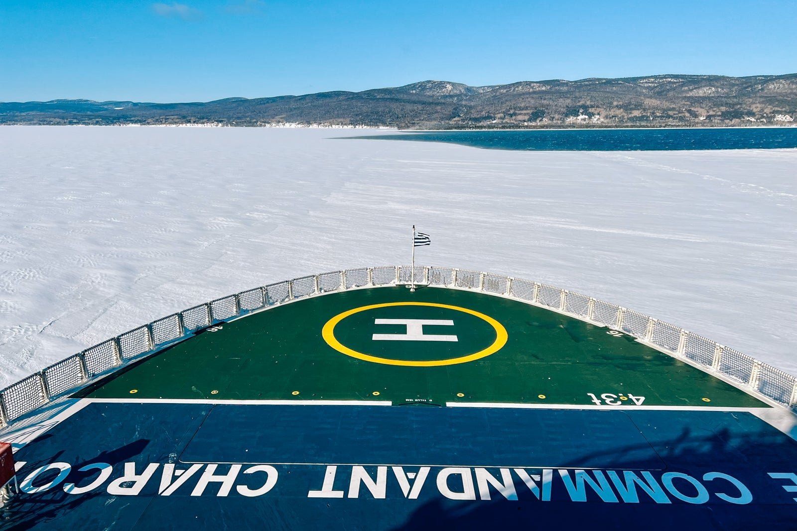 Le Commandant Charcot sails through the ice on the Gulf of Saint Lawrence