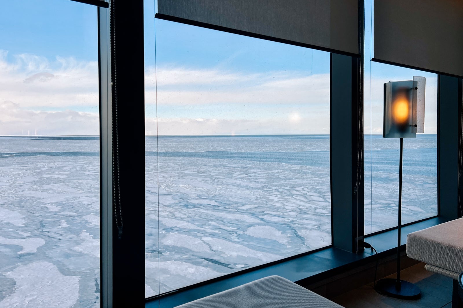 Patches of ice both big and small are part of the landscape as Le Commandant Charcot crosses the Gulf of Saint Lawrence