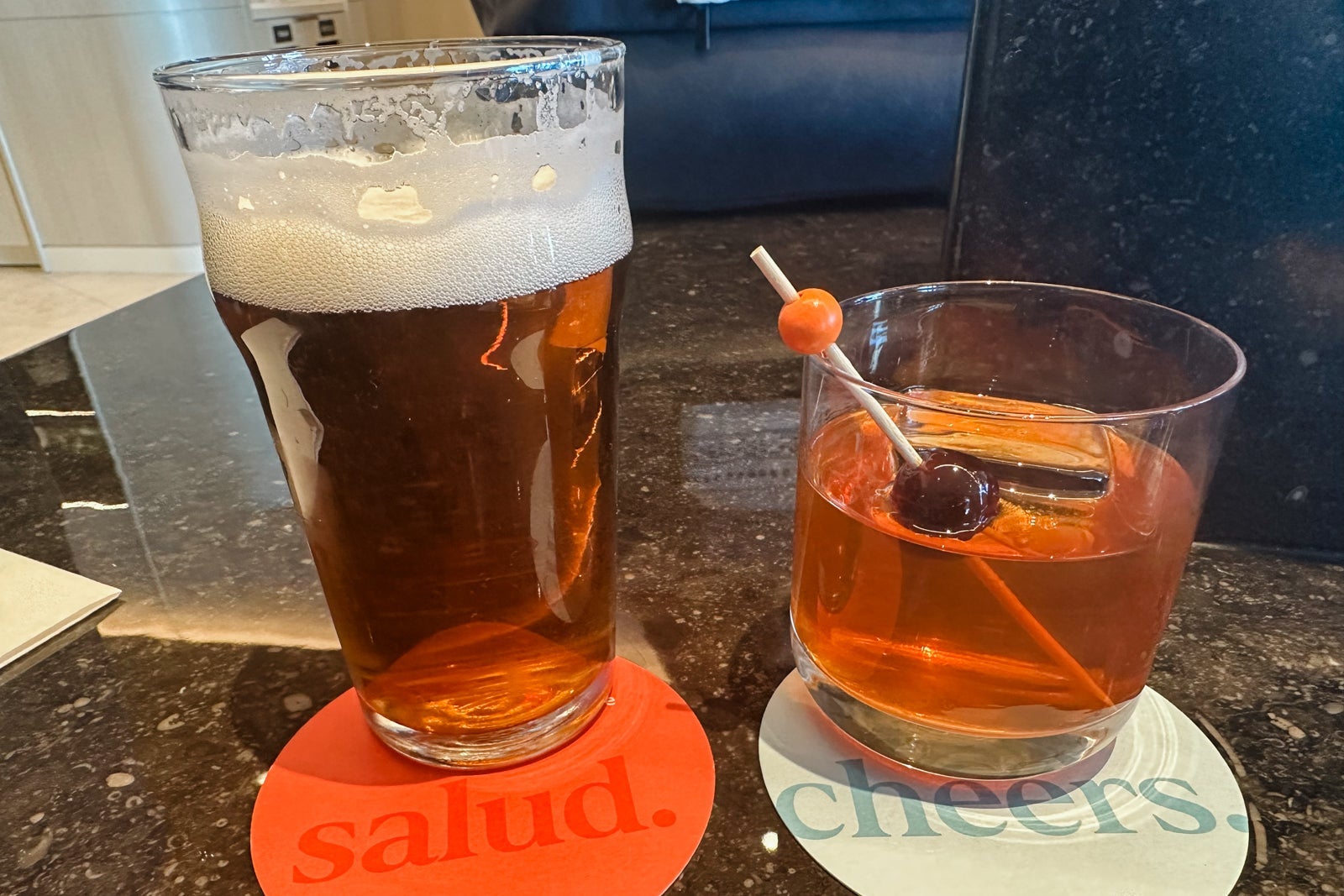 drinks at a lounge
