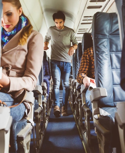 People traveling by airplane