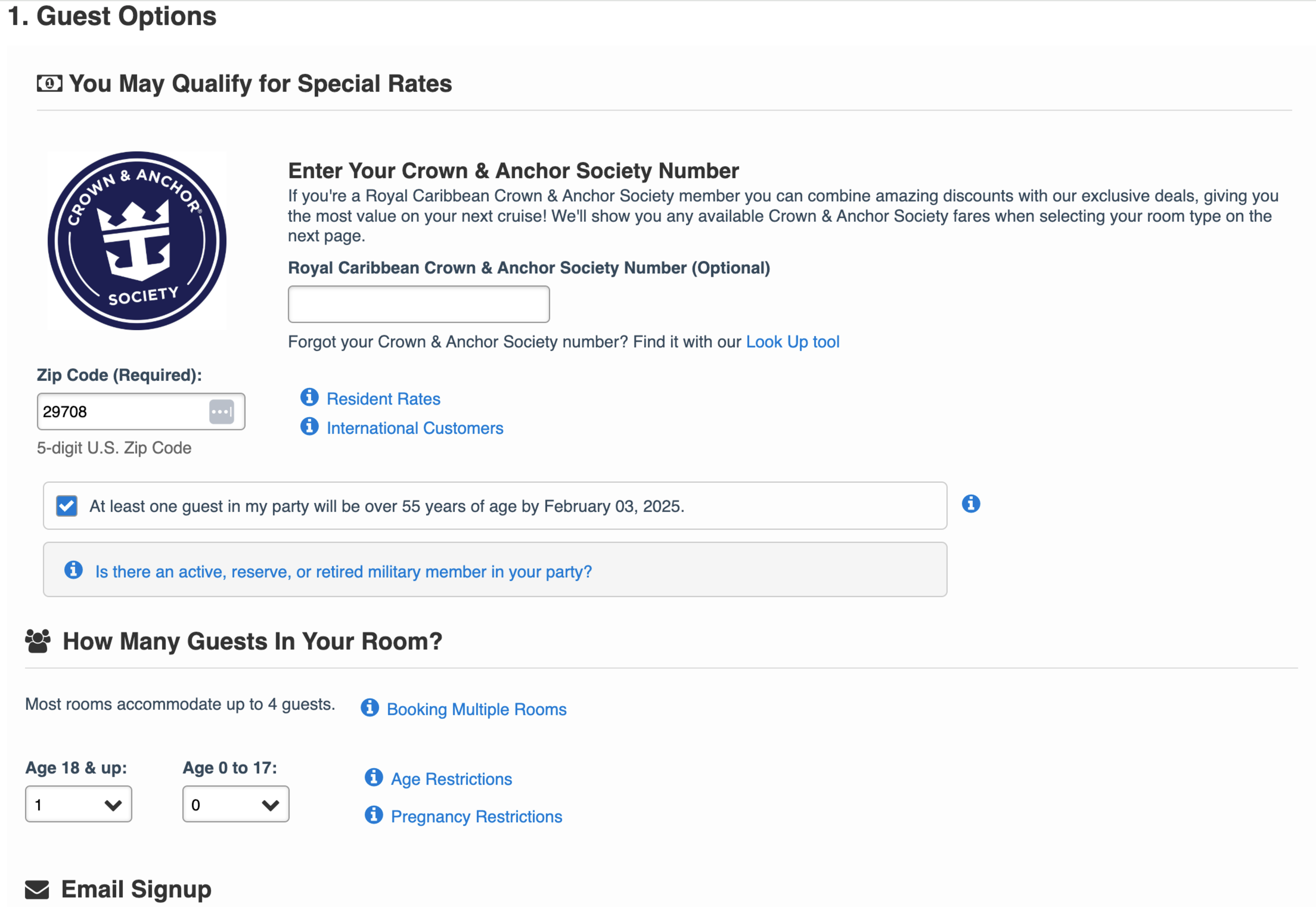 Cruise line loyalty program