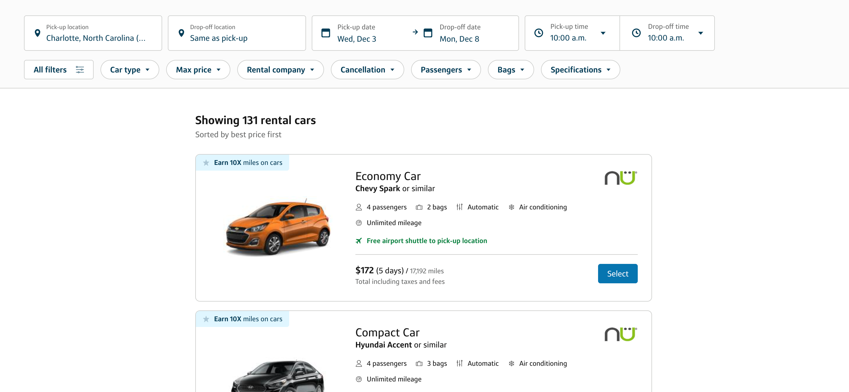 Booking a rental car with Capital One