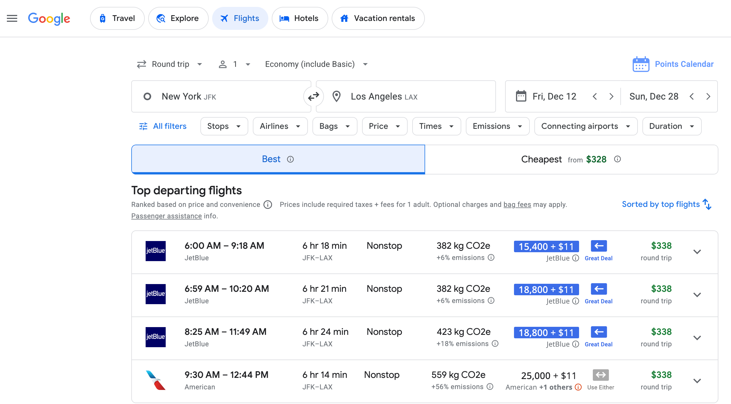 Google's new filter to screen out or include basic economy fares